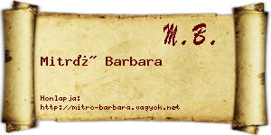 Mitró Barbara névjegykártya
